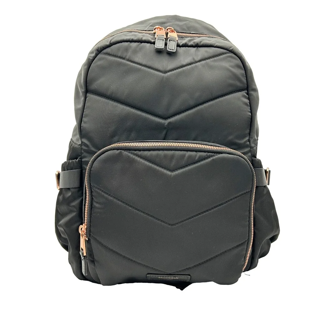 EUC Storksak‎ Black Quilted Hero Diaper Backpack Minimalist Quiet Luxury Chic